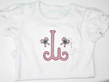 Load image into Gallery viewer, Candy cane Initial Christmas shirt