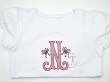 Load image into Gallery viewer, Candy cane Initial Christmas shirt