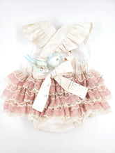 Load image into Gallery viewer, Vintage look Playsuit with Mauve & Cream Lace