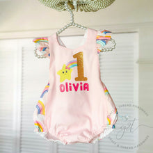 Load image into Gallery viewer, Rainbow Custom Birtday Playsuit