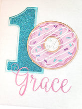 Load image into Gallery viewer, Donut Birthday applique Shirt, Donut Grow up theme
