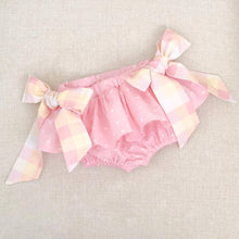 Load image into Gallery viewer, Bloomer Skirt with Bows on the Side,Skirt,Baby, Toddler,Skirted Bummies, Polka Dot,Plaid,Summer Shorts,Birthday outfit,Pink Bloomers,bummie
