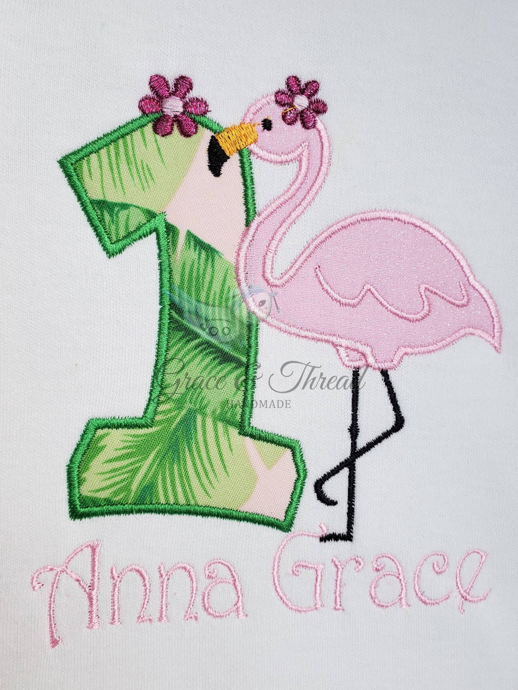 Flamingo 1st Birthday Onesie,tropical birthday party shirt,first birthday,1-9year custom applique shirt,Pink glitter flamingo applique shirt