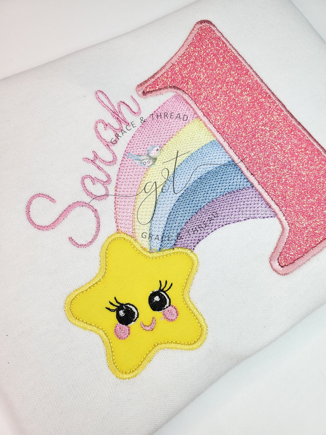 Rainbow Star first Birthday, 1st Birthday star appliqué Shirt,Custom Birthday shirt,Applique Birthday,2,3,4 Star, Puff Sleeve Shirt,custom