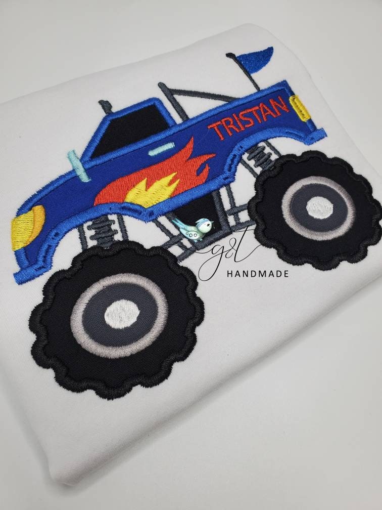 Monster truck Birthday applique Shirt, Boy or Girl truck birthday, super birthday