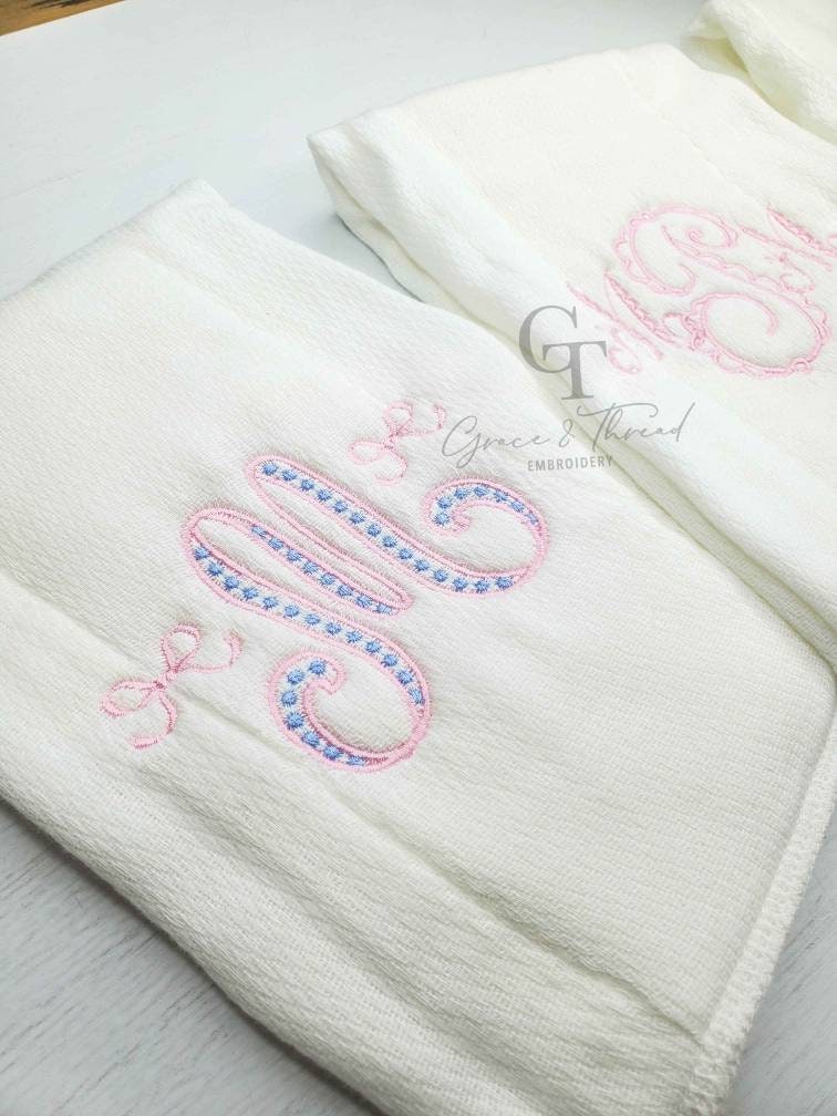 3 Custom Burp Cloth, Custom Burp Cloth for Baby Girl or Baby Boy, Shower gift, new born gift, pink or blue