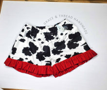 Load image into Gallery viewer, Cow girl shorts, birthday girl, cow shorts, birthday sets available, go perfect with embroidered birthday shirts,farm birthday,cow print,1,2
