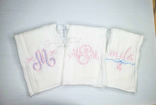 Load image into Gallery viewer, 3 Custom Burp Cloth, Custom Burp Cloth for Baby Girl or Baby Boy, Shower gift, new born gift, pink or blue

